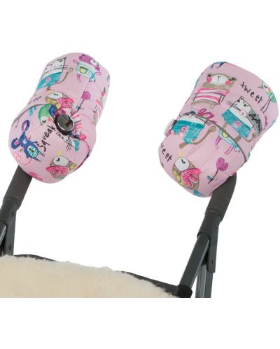 DoRechi Γάντια για καρότσι  με μαλλί προβάτου γενικής χρήσης, ροζ με σχέδια - 3