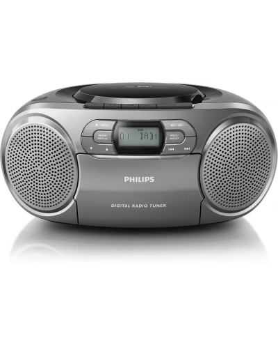Ραδιοκασετόφωνο Philips - AZB600, ασημί - 1