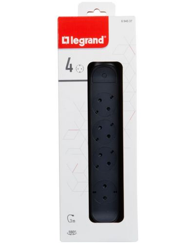 Πολύπριζο Legrand - 694537 4x πρίζες, περιστρεφόμενο, 3 m, μαύρο-γκρι - 3