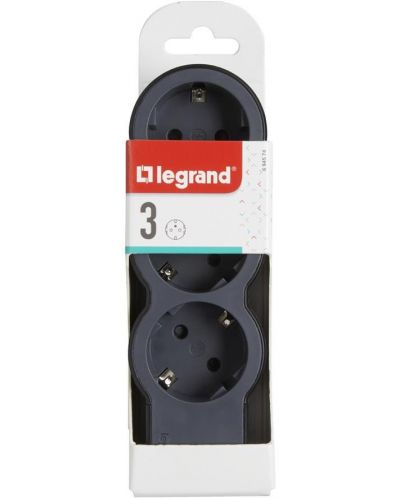 Πολύπριζο Legrand - 694574, 3 πρίζες, χωρίς καλώδιο, μαύρο-γκρι - 3