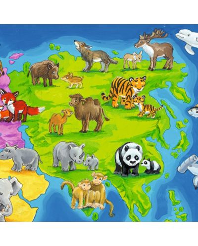 Παζλ Ravensburger 30 κομμάτια - Χάρτης με τα ζώα στον κόσμο   - 5