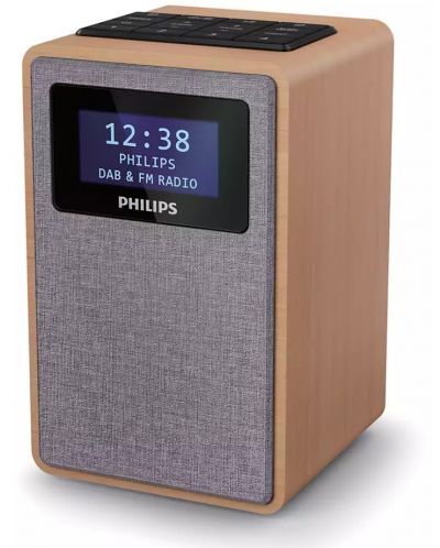 Ραδιοφωνικό ηχείο με ρολόι Philips - TAR5005/10, καφέ - 2