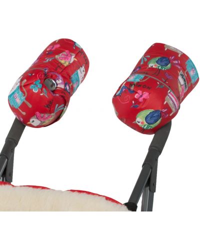 DoRechi Γάντια για καρότσι  με μαλλί προβάτου γενικής χρήσης,κόκκινα με σχέδια - 3