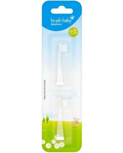 Ανταλλακτικές κεφαλές οδοντόβουρτσας  Brush Baby -Sonic,0-18 μηνών, 2 τεμάχια - 1