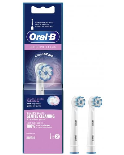 Ανταλλακτικές κεφαλές  Oral-B - Sensitive Clean UltraThin, 2 τεμάχια, λευκές   - 2