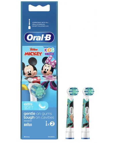 Ανταλλακτικές κεφαλές  Oral-B - EB10 Kids Mickey Mouse, 2 τεμάχια, πολύχρωμες  - 1