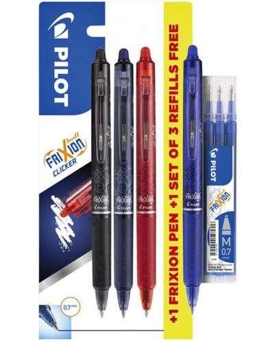 Στυλό Pilot Frixion - 4 τεμάχια + 3 μπλε ανταλλακτικά - 1
