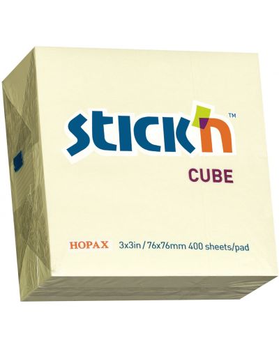 Αυτοκόλλητα Stick'n - 76 x 76 mm, παστέλ κίτρινο, 400 φύλλα - 1