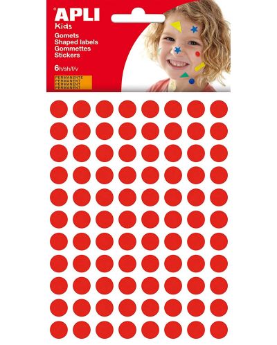 Αυτοκόλλητα χαρτάκια APLI - Κύκλοι, κόκκινοι, 10.5 mm, 528 τεμάχια - 1