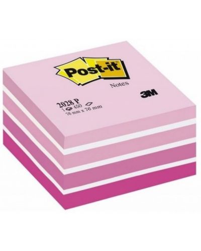 Αυτοκόλλητος κύβος Post-it - Pastel Pink, 7,6 x 7,6 εκ., 450 φύλλα - 1