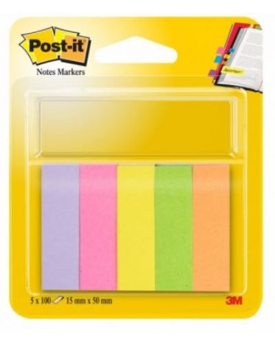 Αυτοκόλλητοι δείκτες Post-it 670-5 - Mix neon, 1,5 x 5 cm - 1