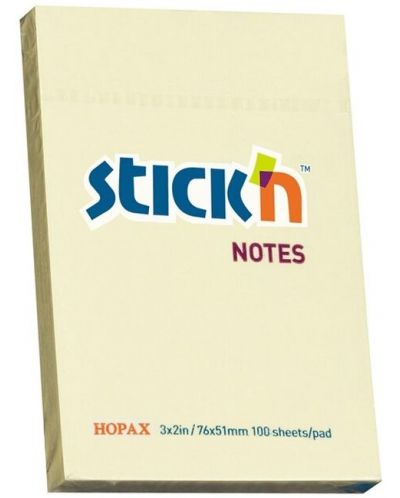 Αυτοκόλλητα φύλλα Stick'n - 76 x 51 mm, κίτρινο, 100 φύλλα - 1