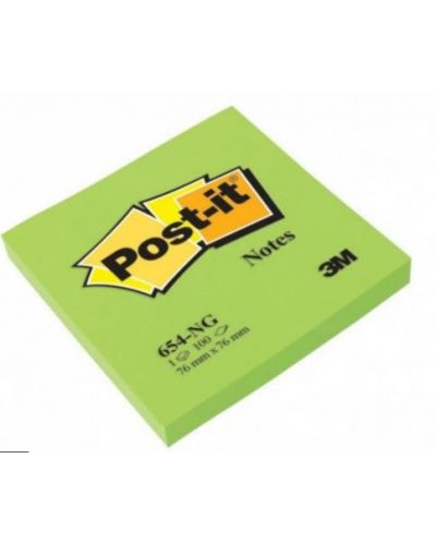 Αυτοκόλλητα φύλλαα Post-it 654-NG - Πράσινο, 7,6 x 7,6 cm, 100 τεμάχια - 1