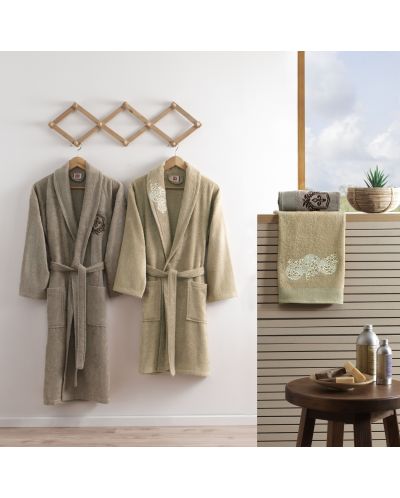 Οικογενειακό σετ μπουρνούζια και πετσέτες TAC - Mild Soft Bamboo, 4 μέρη, καφέ - 1