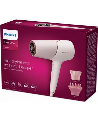 Πιστολάκι μαλλιών Philips - 5000, 2300W, 6 ταχύτητες, ροζ - 4