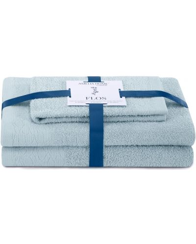 Σετ 3 πετσέτες AmeliaHome - Flos, γαλάζιο - 1