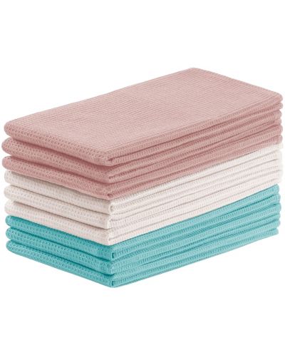 Σετ 9 πετσέτες κουζίνας AmeliaHome - Letyy, 50 x 70 cm, ροζ/λευκό/μπλε - 1