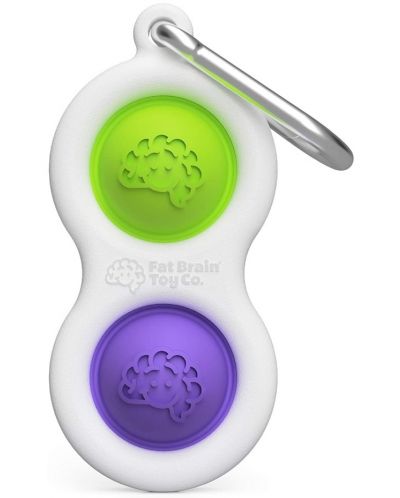 Αισθησιακό παιχνίδι - μπρελόκ Tomy Fat Brain Toys - Simple Dimple, πράσινο/μωβ - 1