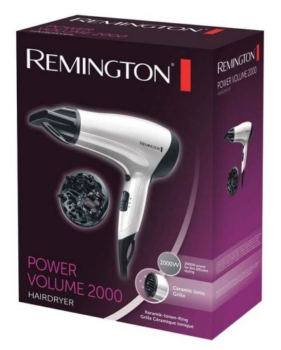 Πιστολάκι μαλλιών Remington - D3015 Power Volume, 2000W, 3 επίπεδα, γκρι - 2