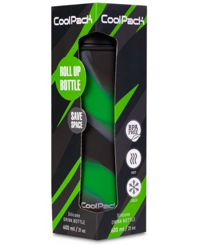 Πτυσσόμενο μπουκάλι σιλικόνης  Cool Pack Pump - Zebra Green, 600 ml - 3