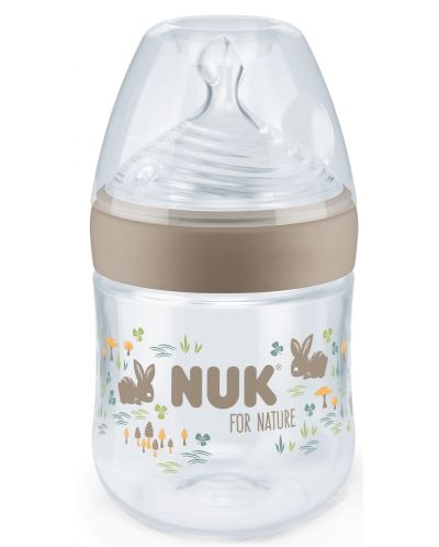 Μπουκάλι με θηλή σιλικόνης NUK for Nature -150 ml,μέγεθος S, μπεζ - 1