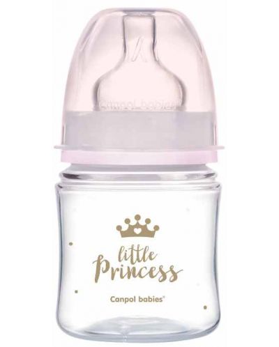 Μπουκάλι κατά των κολικών Canpol Easy Start - Royal Baby, 120 ml, ροζ - 1