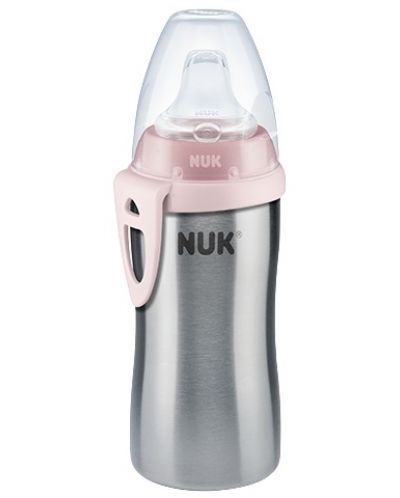 Μπιμπερό   με μύτη σιλικόνης Nuk - Active Cup, με θερμικό εφέ, 215 ml, ροζ - 1