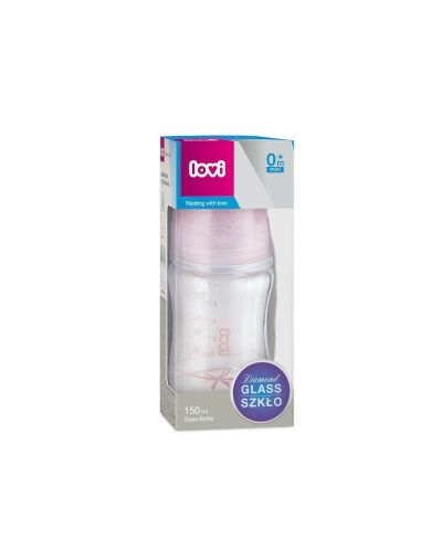Μπιμπερό Lovi - Baby Shower, γυαλί, 150 ml, 0m+, ροζ - 2