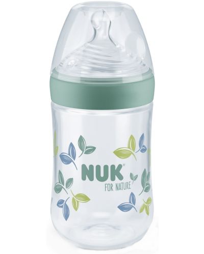 Μπουκάλι με θηλή σιλικόνης NUK for Nature -260 ml,μέγεθος Μ, πράσινο - 1