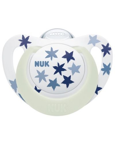 Πιπίλα σιλικόνης Nuk - Star Night, 6-18 μηνών, μπλε αστέρια - 1