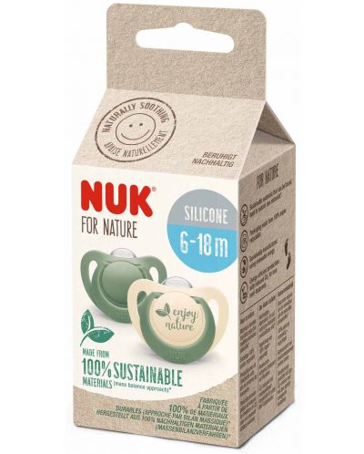Πιπίλες σιλικόνης NUK for Nature - Green, 6-18 μηνών, 2 τεμάχια - 2