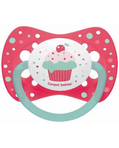 Πιπίλα σιλικόνης Canpol -Cupcake,6-18 μηνών, ροζ - 1