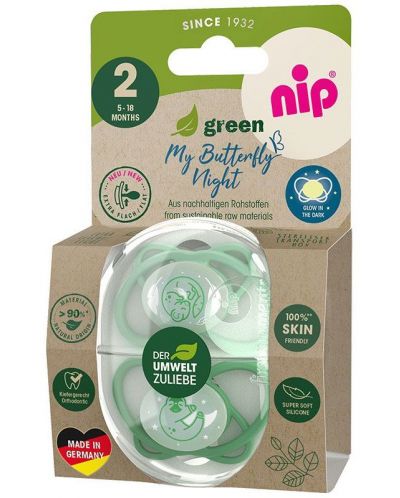 Πιπίλες σιλικόνης NIP Green - Night, 5-18 μηνών, 2 τεμαχίων,πράσινες - 3