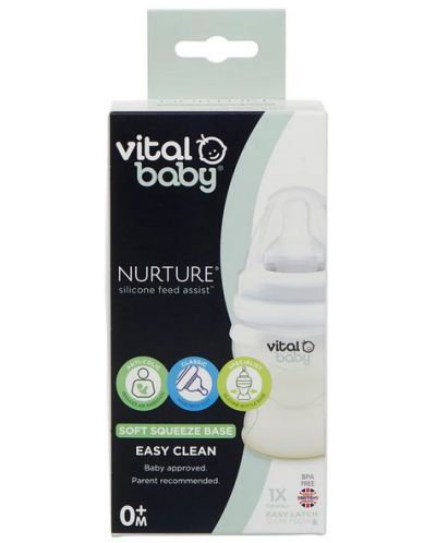 Μπουκάλι βοήθημα σίτισης σιλικόνης  Vital Baby - Anti-Colic, 150 ml - 6