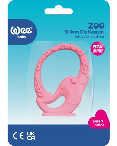 Μασητικό οδοντοφυΐας σιλικόνης  Wee Baby - Zoo, πουλάκι , ροζ - 2