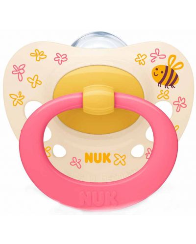 Πιπίλα σιλικόνης με κουτί NUK - Signature - 6-18 μηνών, ροζ με σχέδιο  - 1