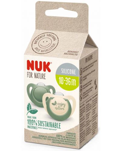 Πιπίλες σιλικόνης NUK for Nature -Πράσινο, 18-36 μηνών, 2 τεμάχια - 2