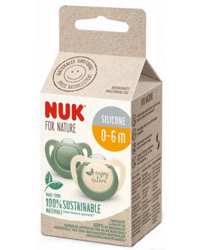 Πιπίλες σιλικόνης NUK for Nature - Πράσινο, 0-6 μηνών, 2 τεμάχια - 2