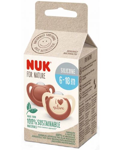 Πιπίλες σιλικόνης NUK for Nature -Κόκκινο, 6-18 μηνών, 2 τεμάχια - 2