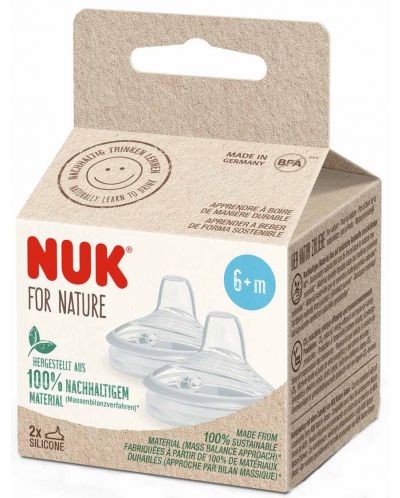 Μύτες μπουκαλιών σιλικόνης  NUK for Nature -6+ μηνών, 2 τεμάχια - 2