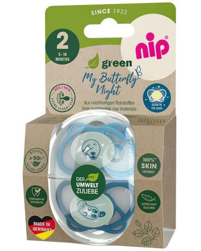 Πιπίλες σιλικόνης NIP Green - Night, 5-18 μηνών, 2 τεμαχίων, μπλε - 4