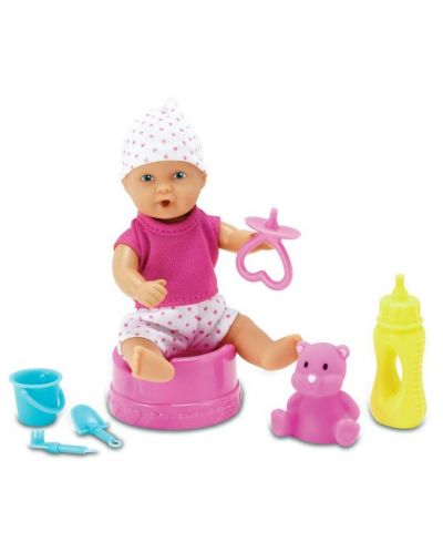 Κούκλα-μωρό που κατουράει  Simba Toys New Born Baby - Με καρότσι και αξεσουάρ, 12 εκ - 2