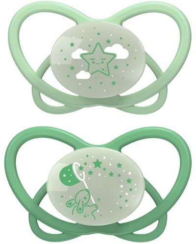 Πιπίλες σιλικόνης NIP My Butterfly Green - Λαγουδάκι και αστέρι, 0-6 μηνών, 2 τεμαχίων, πράσινο - 1