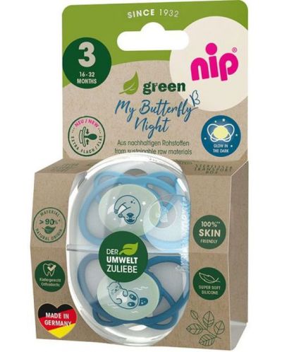 Πιπίλες σιλικόνης NIP Green - Night, 16-32 μηνών, 2 τεμαχίων, μπλε - 4
