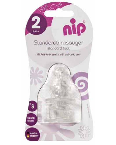 Θήλες σιλικόνης NIP - Anti-colic vent, flow S, 6 m+, 2 τεμάχια - 2