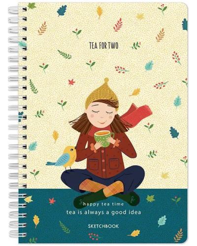 Βιβλίο σκίτσων Drasca Happy Tea Time - Tea for two, A6, 60 φύλλα - 1