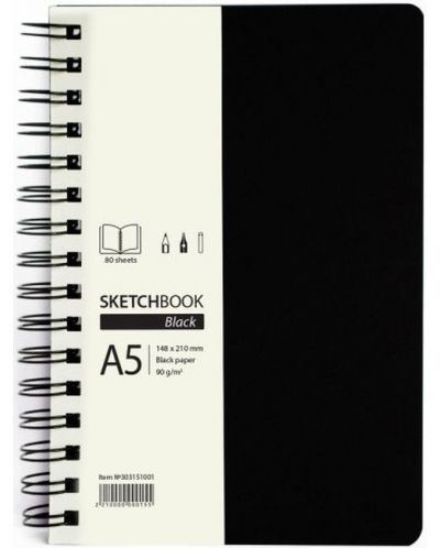 Βιβλίο σκίτσων Drasca - Black, A5, 80 φύλλα - 1
