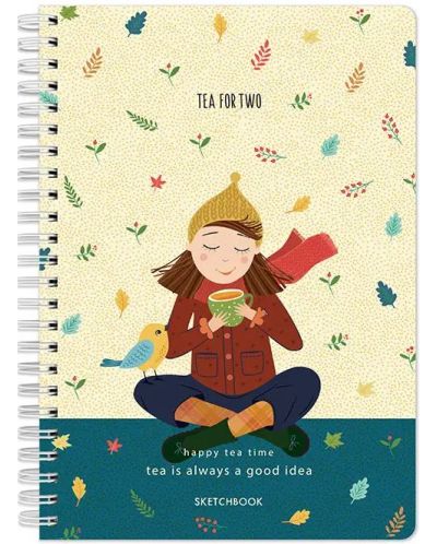 Βιβλίο σκίτσων  Drasca Happy Tea Time - Tea for two, A5, 60 φύλλα - 1