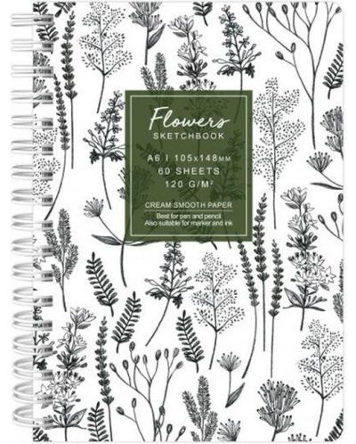 Βιβλίο σκίτσων Drasca Flowers - Βότανα, A6, 60 φύλλα - 1