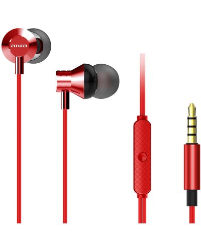 Ακουστικά με μικρόφωνο Aiwa - ESTM-50RD, κόκκινα - 1